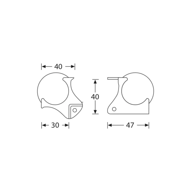 Angolo Sferico medio con Angolo a L 40 mm integrato sagomato 30 mm - immagine 2