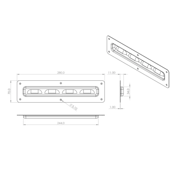 Vassoio di ventilazione lungo, acciaio, zincato - immagine 2